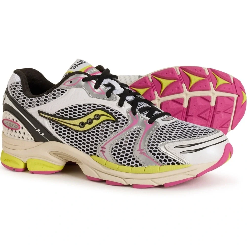 Saucony ProGrid Triumph 4 Running Shoes Men‎ Sz 9 White Fluo Low Top Sneakers Amazon.com | Saucony ProGrid Triumph 4 Shoes - White/Fluo  main image 3